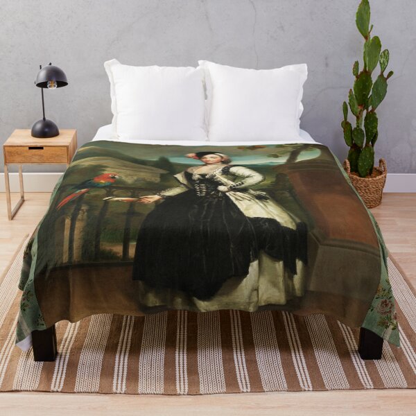 Item preview, NOBLE SPANISH LADY WITH MASQUERADE MASK AND RED MACAW, BALCONY SCENE IN LANDSCAPE designed and sold by BulganLumini.
