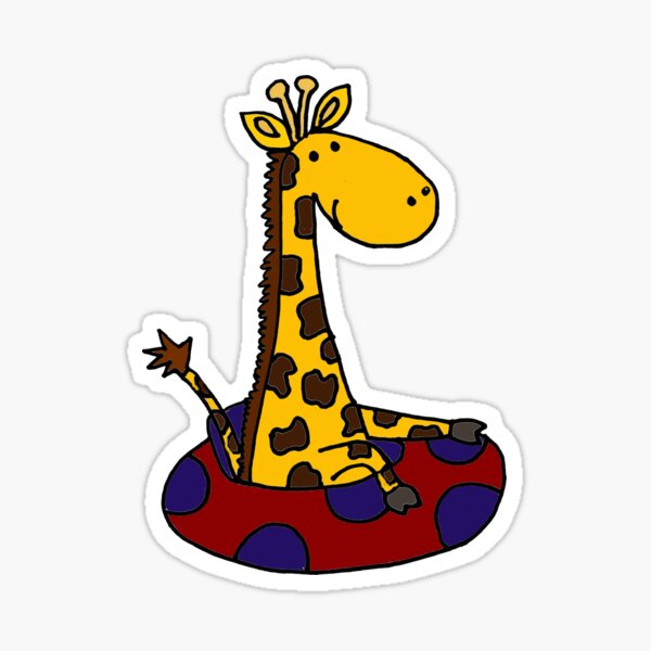 Cool Funny Giraffe in Inner Tube Sticker