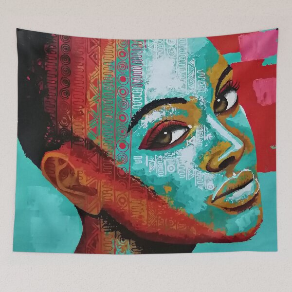 Item preview, Turquoise face tribal art designed and sold by khalaijimase.