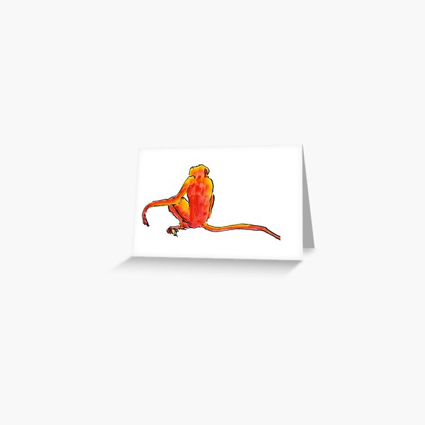Sitting Red Monkey Greeting Card
