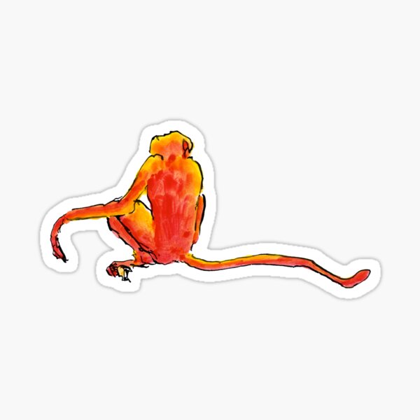 Sitting Red Monkey Sticker