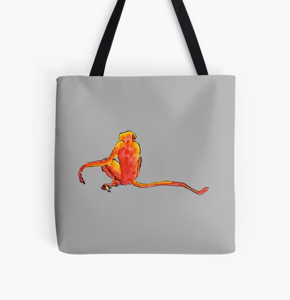 Sitting Red Monkey All Over Print Tote Bag