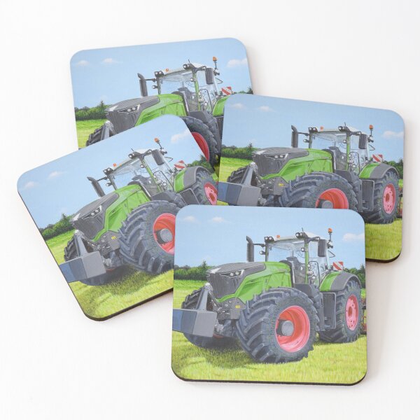 Green Tractor In The Field Set of 4 Coasters Green Tractor In The Field Set of 4 Coasters