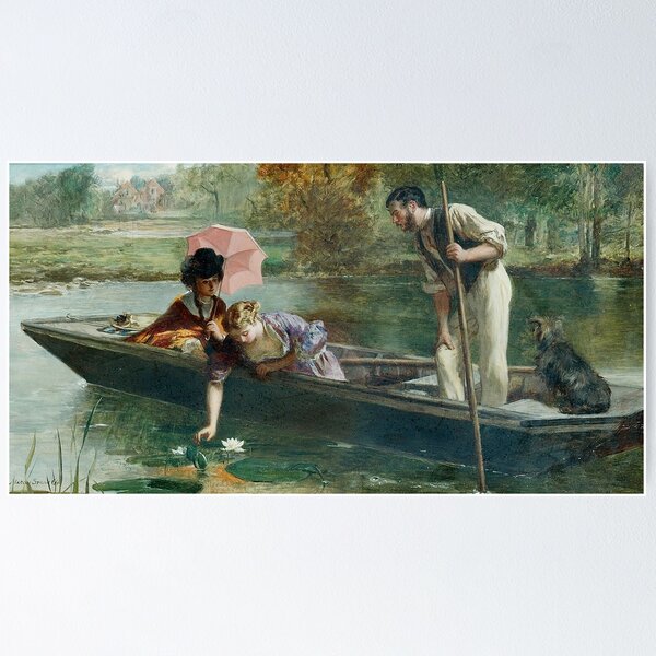 Item preview, Picking Water Lillies by Marcus Stone - Vintage Art designed and sold by RickE.