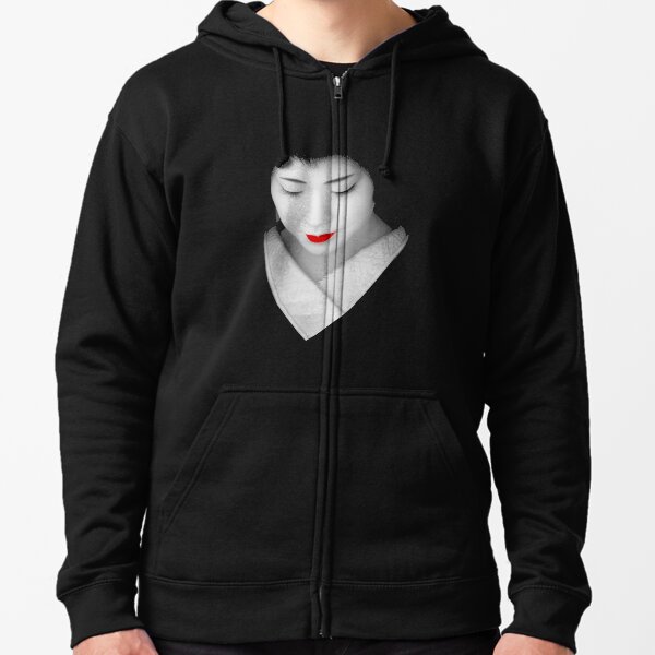 Geisha red lip Zipped Hoodie
