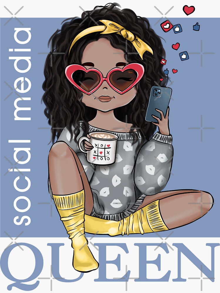 "Social Media Queen Custom Illustration Girls " Sticker for Sale by