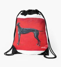 Black Greyhound Drawstring Bag