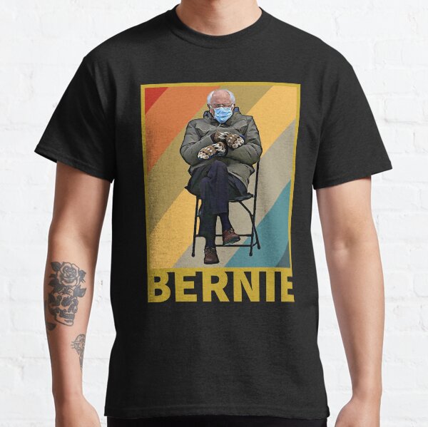 Bundled Up Bernie Meme - Funny Mittens Sitting In Chair Classic T-Shirt