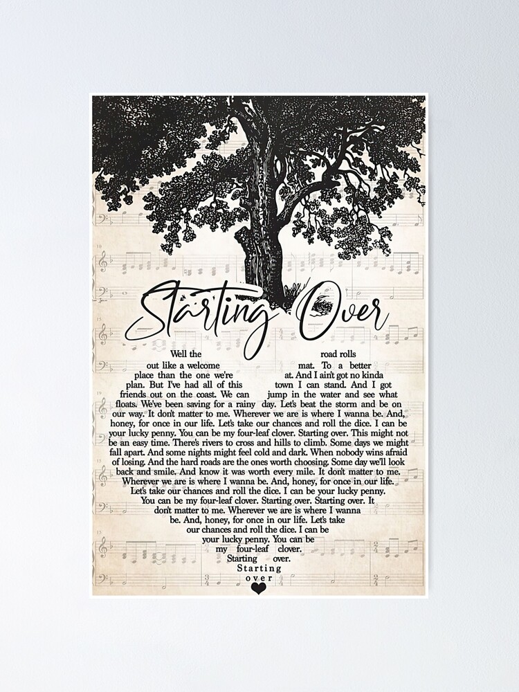 Chris Stapleton Starting Over Lyrics Poster By Jackchapman97 Redbubble