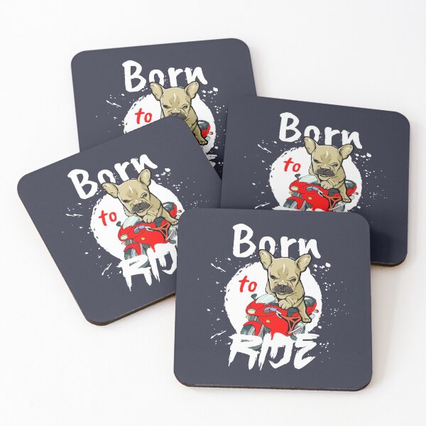 Item preview, BORN TO RIDE cute puppy dog motorcycle biker (light) designed and sold by SolidEarthArt.