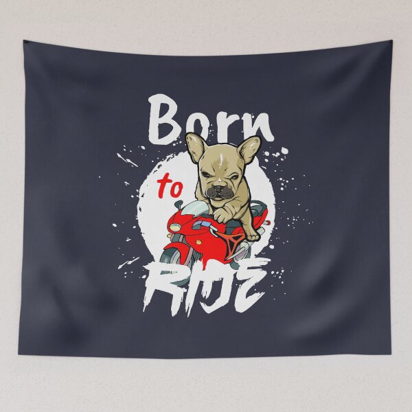 Item preview, BORN TO RIDE cute puppy dog motorcycle biker (light) designed and sold by SolidEarthArt.