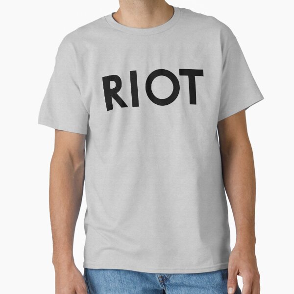 Vista previa del artículo con la obra «Camisa RIOT de Mac - Siempre soleado (letras negras)», diseñado y vendido por MonkeysMouth.