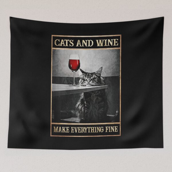 Item preview, Cat And Wine Make Everything Fine Gift Main Con Cat Lovers designed and sold by OwensdesignArt.