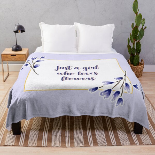 Item preview, Just a girl who loves flowers flower quote 3, Lovely Beautiful Blue Colored Pattern designed and sold by DoodlesFlowers.