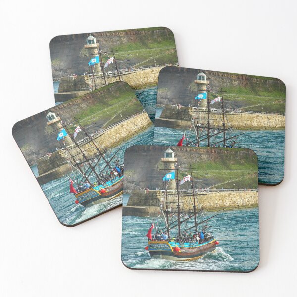 Item preview, Whitby Harbour, Yorkshire. The Bark Endeavour, Nautical British coast art designed and sold by BarbaraGlebska.