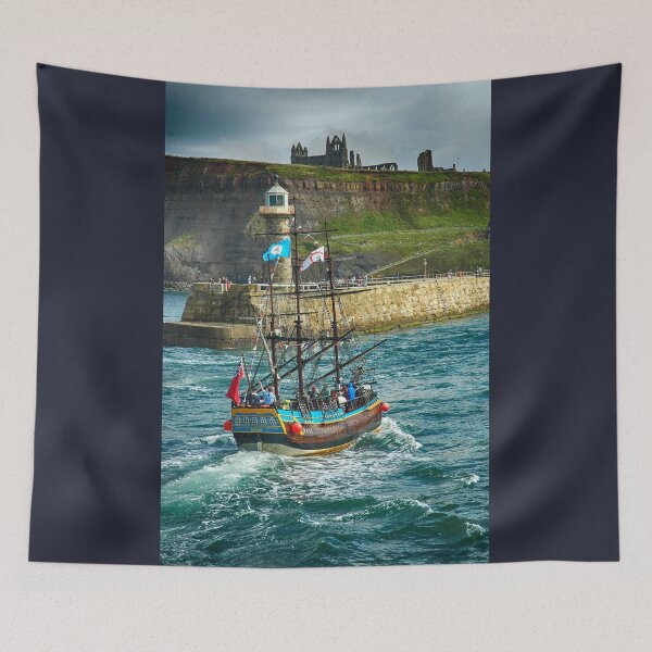 Item preview, Whitby Harbour, Yorkshire. The Bark Endeavour, Nautical British coast art designed and sold by BarbaraGlebska.