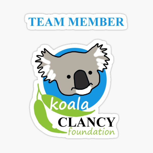 Koala Clancy Foundation Team Member - blue text Sticker