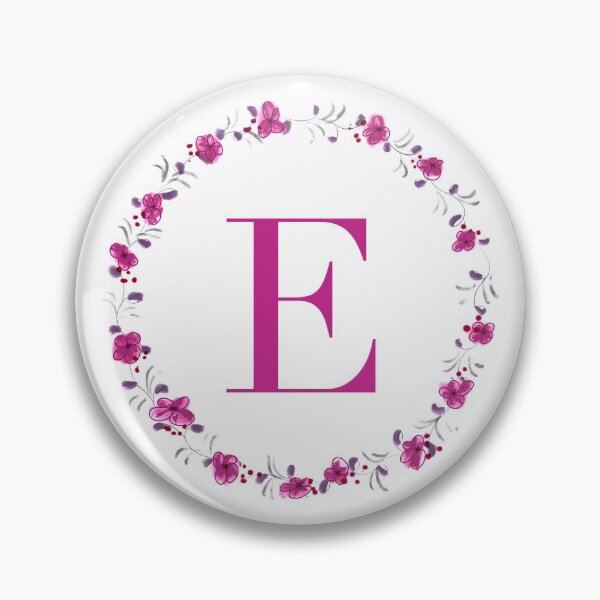 Item preview, Letter E monogram with fuchsia colored flowers and leaves designed and sold by Createlikeamom.