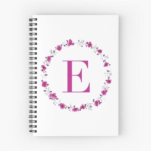 Item preview, Letter E monogram with fuchsia colored flowers and leaves designed and sold by Createlikeamom.