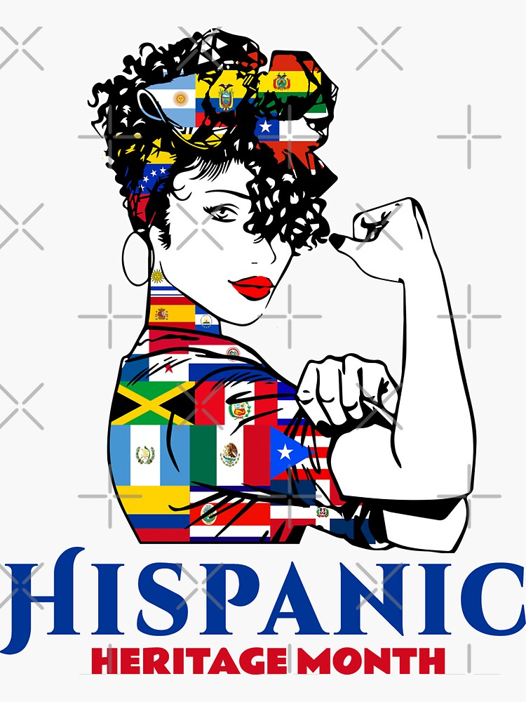 Hispanic Heritage Month T Woman Latino Countries Flag Sticker For Sale By Numacreations