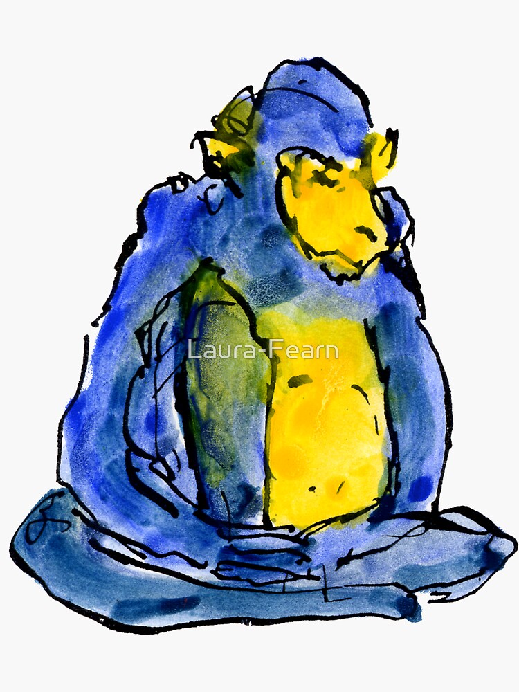 Sitting Blue Monkey by Laura-Fearn