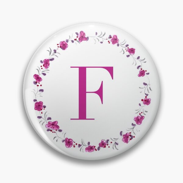 Item preview, Letter F monogram with fuchsia colored flowers and leaves designed and sold by Createlikeamom.