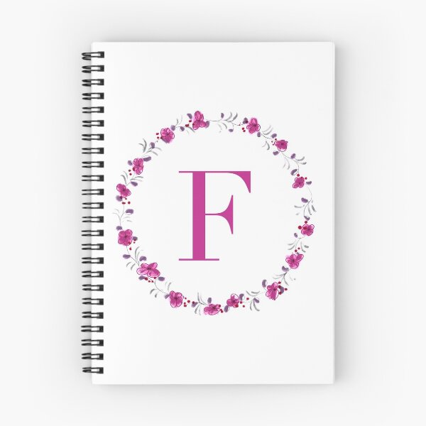 Item preview, Letter F monogram with fuchsia colored flowers and leaves designed and sold by Createlikeamom.