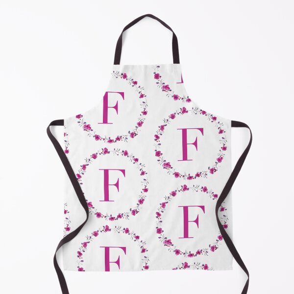 Item preview, Letter F monogram with fuchsia colored flowers and leaves designed and sold by Createlikeamom.