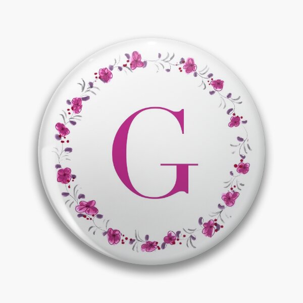 Item preview, Letter G monogram with fuchsia colored flowers and leaves designed and sold by Createlikeamom.