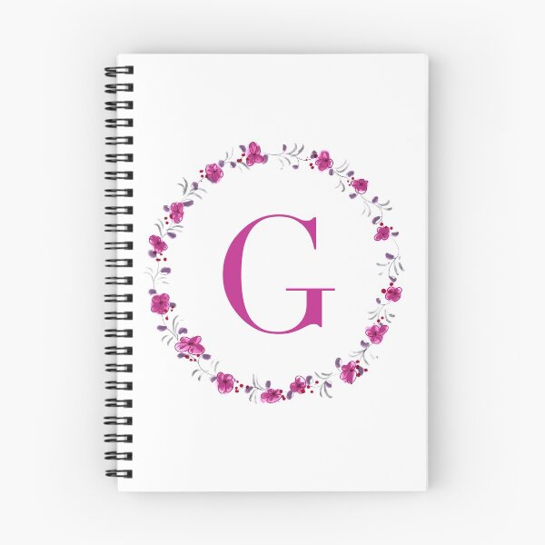 Item preview, Letter G monogram with fuchsia colored flowers and leaves designed and sold by Createlikeamom.