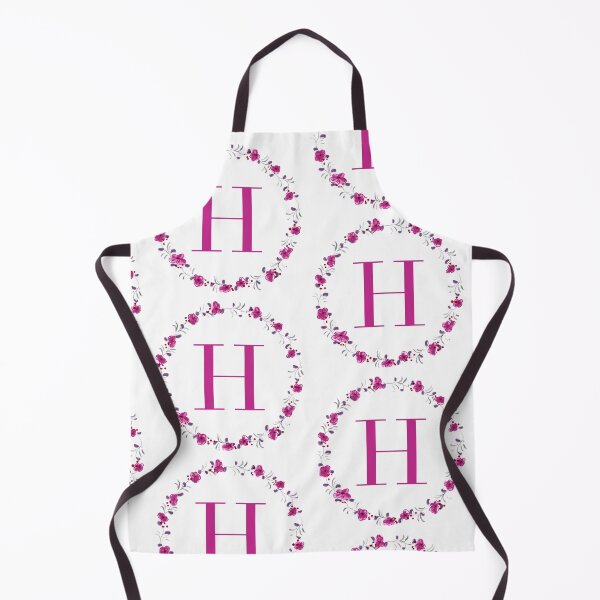 Item preview, Letter H monogram with fuchsia colored flowers and leaves designed and sold by Createlikeamom.