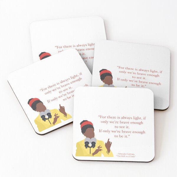 Item preview, Amanda Gorman “The Hill We Climb” Illustrated Quote Red designed and sold by Happiest-Camper.