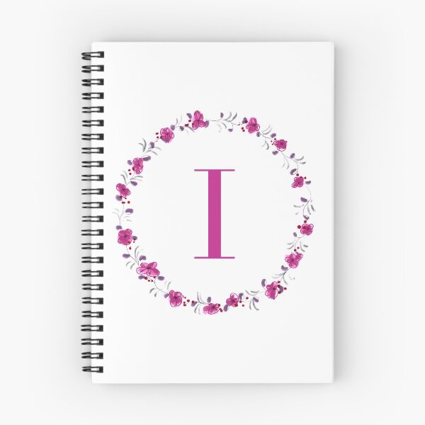 Item preview, Letter I monogram with fuchsia colored flowers and leaves designed and sold by Createlikeamom.