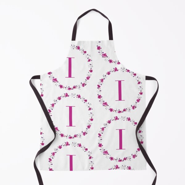 Item preview, Letter I monogram with fuchsia colored flowers and leaves designed and sold by Createlikeamom.