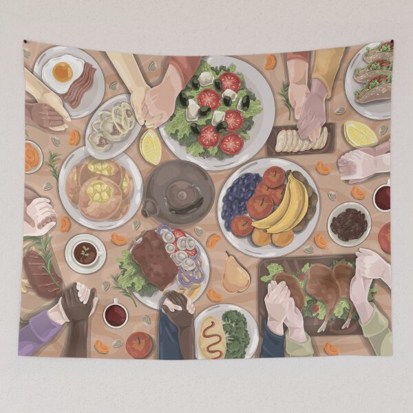 Item preview, Gathering of Family and Friends Over Food And Holding Hands designed and sold by Alicia Chee.