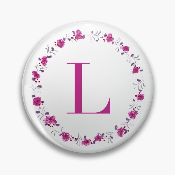 Item preview, Letter L monogram with fuchsia colored flowers and leaves designed and sold by Createlikeamom.
