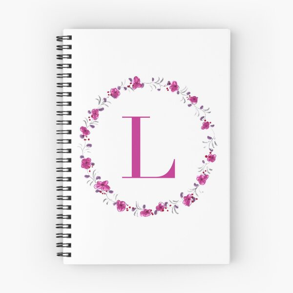 Item preview, Letter L monogram with fuchsia colored flowers and leaves designed and sold by Createlikeamom.