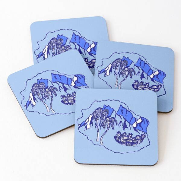 Item preview, Map of Reunion Island, variant in blue designed and sold by Catherine Debusne.