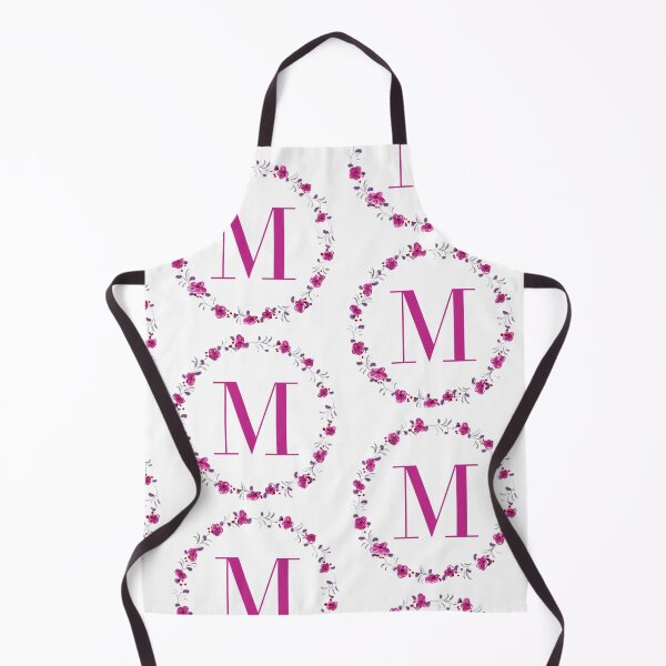 Item preview, Letter M monogram with fuchsia colored flowers and leaves designed and sold by Createlikeamom.