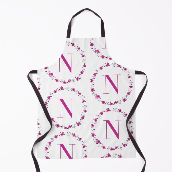 Item preview, Letter N monogram with fuchsia colored flowers and leaves designed and sold by Createlikeamom.