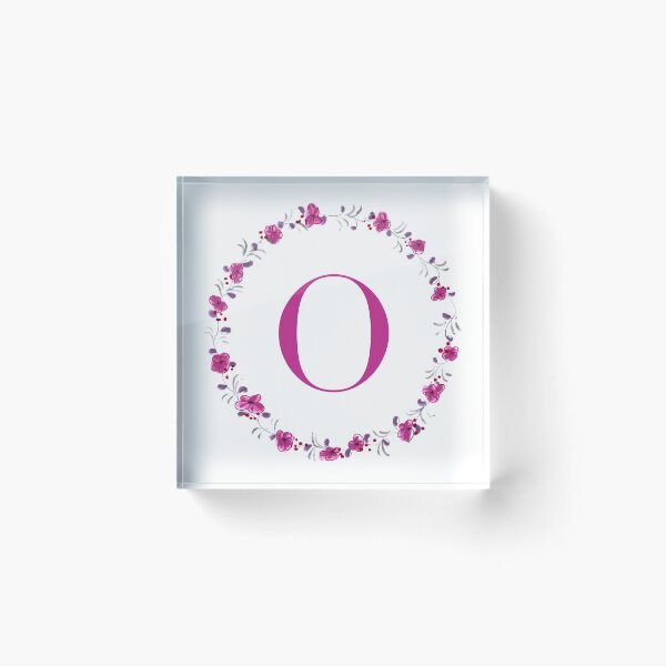 Item preview, Letter O monogram with fuchsia colored flowers and leaves designed and sold by Createlikeamom.
