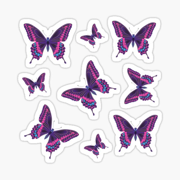 purple butterfly emoji with shades of pink and blue sticker by spiritedrogue redbubble