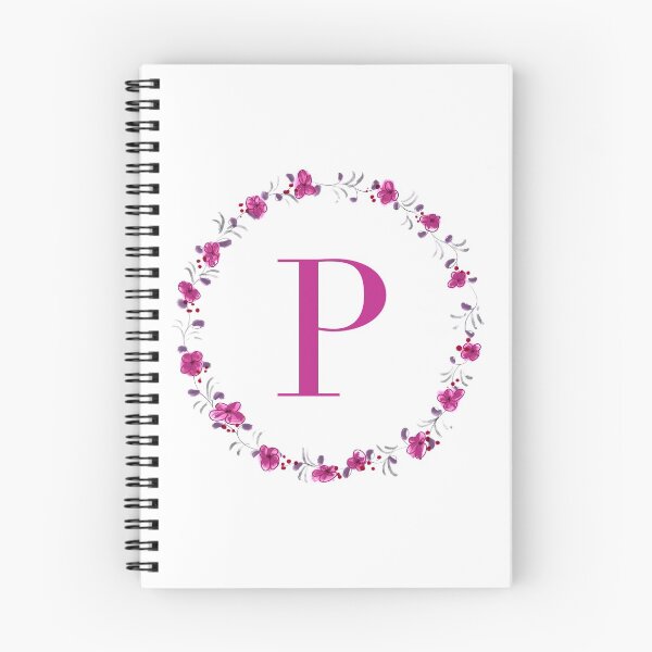 Item preview, Letter P monogram with fuchsia colored flowers and leaves designed and sold by Createlikeamom.