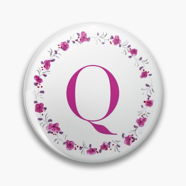 Item preview, Letter Q monogram with fuchsia colored flowers and leaves designed and sold by Createlikeamom.