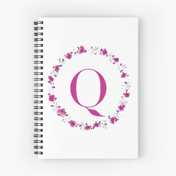 Item preview, Letter Q monogram with fuchsia colored flowers and leaves designed and sold by Createlikeamom.
