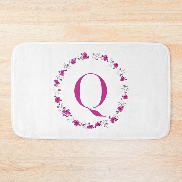 Item preview, Letter Q monogram with fuchsia colored flowers and leaves designed and sold by Createlikeamom.