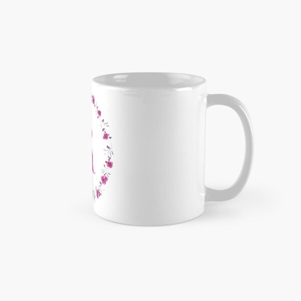 Item preview, Letter R monogram with fuchsia colored flowers and leaves designed and sold by Createlikeamom.