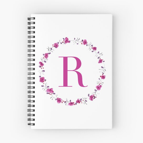 Item preview, Letter R monogram with fuchsia colored flowers and leaves designed and sold by Createlikeamom.
