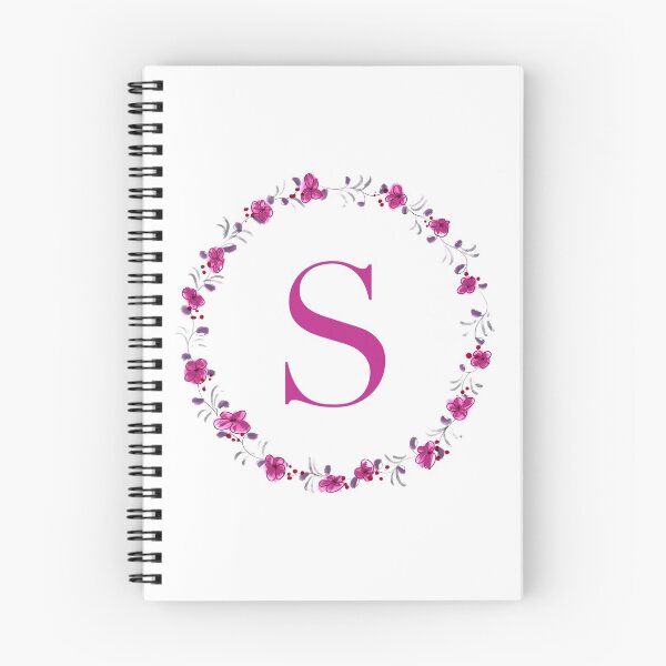 Item preview, Letter S monogram with fuchsia colored flowers and leaves designed and sold by Createlikeamom.