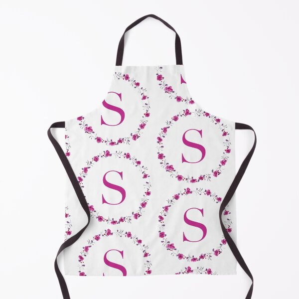 Item preview, Letter S monogram with fuchsia colored flowers and leaves designed and sold by Createlikeamom.
